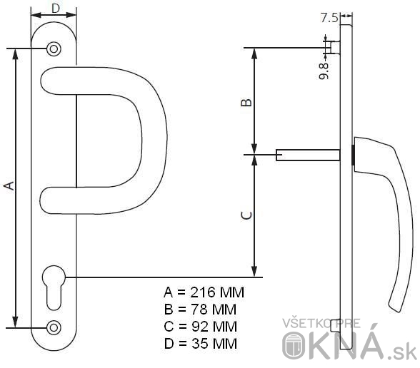 Kľučka / madlo "D" na plastové vchodové dvere MTSD 35/92/216 BIELA www.VsechnoProOkna.cz Kľučka / madlo "D" na plastové vchodové dvere MTSD 35/92/216 BIELA www.VsechnoProOkna.cz