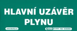 Hlavný uzáver plynu 210x87mm - samolepka Samolepiace bezpečnostné tabuľka formátu 210x87 mm