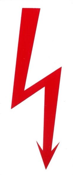 Symbol červený blesk 50x115mm - samolepka Samolepiace bezpečnostné tabuľka formátu 50x115 mm