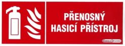Prenosný hasiaci prístroj 210x80mm - plastová tabuľka Plastová bezpečnostná tabuľka formátu 210x80 mm