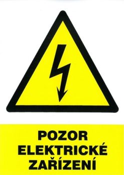 Pozor elektrické zariadenie 105x148mm - samolepka Samolepiace bezpečnostné tabuľka formátu 105x148 mm
