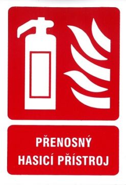 Prenosný hasiaci prístroj 74x105mm - samolepka Samolepiace bezpečnostné tabuľka formátu 74x105 mm