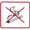 Zákaz vstupu s cigaretou 110x90mm - samolepka Samolepiace bezpečnostné tabuľka formátu 100x90 mm