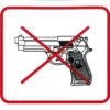 Zákaz vstupu so zbraňou 110x90mm - samolepka Samolepiace bezpečnostné tabuľka formátu 100x90 mm