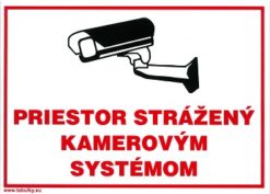 Priestory stráženia kamerovým systémom 210x297mm - samolepka Samolepiace bezpečnostné tabuľka formátu 210x297 mm