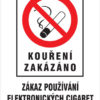 Fajčenie zakázáno- Zákaz používania el. cigariet - plastová tabuľka A4