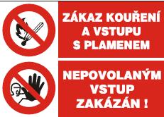 Zákaz fajčenia a vstupu s plameňom - Nepovolaným vstup zakázaný - samolepka A5