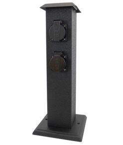 IP44 Kovový rozvodový záhradný stĺpik tmavo zelenej farby s krytkami zásuviek je vhodný napríklad pre pripojenie záhradnej techniky. Disponuje 4 zásuvkami.